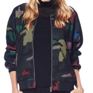 Gracia Camo Fishnet Overlay Bomber Jacket Multicolor Size Medium
